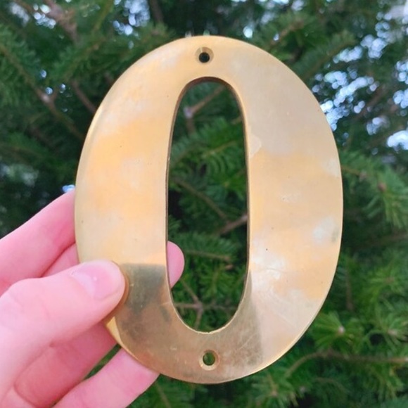Vintage Brass Number Zero, Outdoor Home Number Plate - Picture 2 of 6